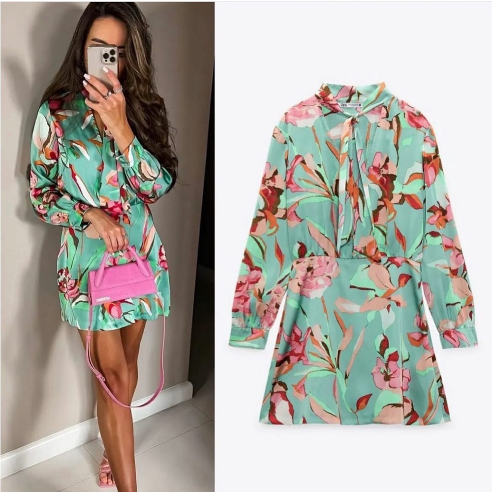 Floral Print Green Dress